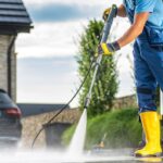 Powerful Pressure Washer Using to Clean Dirty Driveway